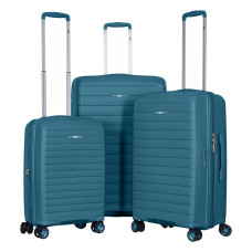 2E Набір валіз 2E, Aero, поліпропілен, (L+M+S),TSA, 4 колеса, EXP, синій (2E-SPP-AERO-SET3-TB)
