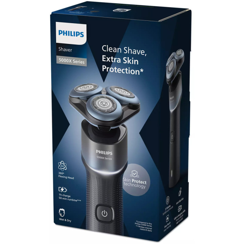 Philips Electric shaver rotary, 4.5V, razor head-3, Li-Ion, dry+wet, black-blue (X5006/00)