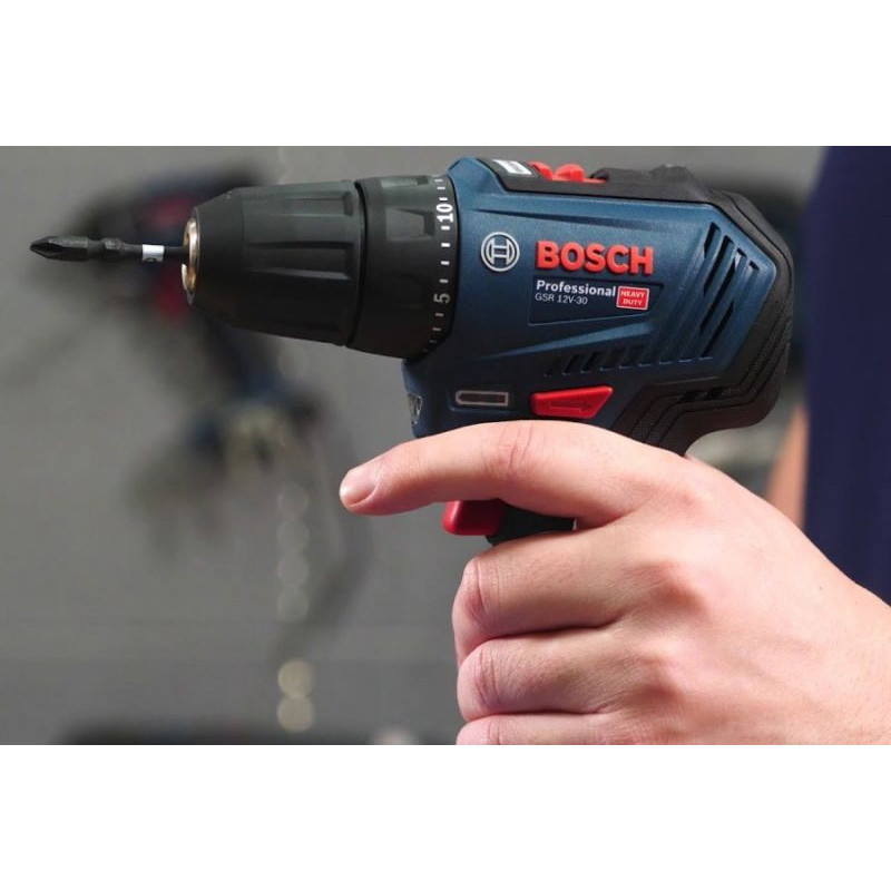 Bosch Cordless Drill Screwdriver GSR 12V-30, 12V 2x2.0 Ah, 30Nm, 20+1, 420/1600rpm, brushless, 0.78kg (0.601.9G9.000)
