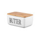 ARDESTO Butter dish Midori 16.5х10х8, ceramic, bamboo, white (AR0908W)