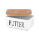 ARDESTO Butter dish Midori 16.5х10х8, ceramic, bamboo, white (AR0908W)