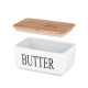 ARDESTO Butter dish Midori 16.5х10х8, ceramic, bamboo, white (AR0908W)