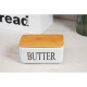 ARDESTO Butter dish Midori 16.5х10х8, ceramic, bamboo, white (AR0908W)