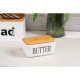 ARDESTO Butter dish Midori 16.5х10х8, ceramic, bamboo, white (AR0908W)