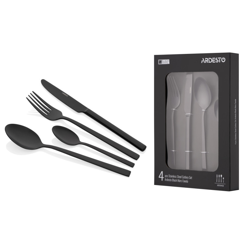 ARDESTO Cutlery set Black Mars Favola 4pcs., black, stainless steel (AR0704FSB)