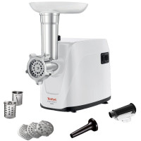 Tefal meat grinder HV1 7in1, 1600W, 1.9kg/min, 3 cutting plates, sausages nozzle, 3 veg.slicer, tomato juicer, white (NE114130)