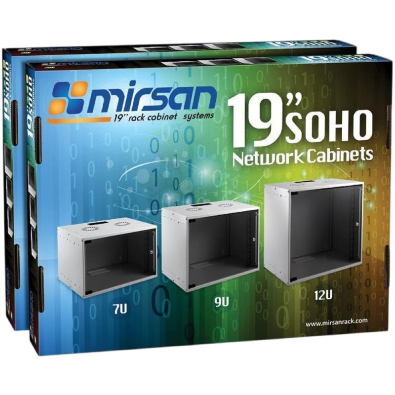 MIRSAN 9U W=535MM D=600MM 19  WALL TYPE FLAT PACK SOHO CABINET RAL7035 (MR.SOH09U60DE.02)