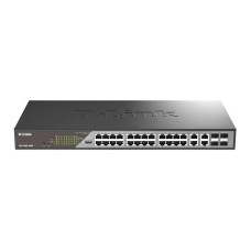D-Link Комутатор DSS-200G-28MP 24xGE PoE, 4xSFP/GE, 370W, Некерований