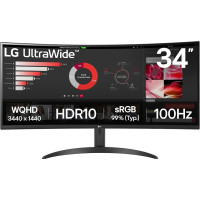 LG Monitor  34  34WR50QK-B 2xHDMI, DP, Audio, VA, 3440x1440, 21:9, 100Hz, sRGB 99%, CURVED, FreeSync, HDR10