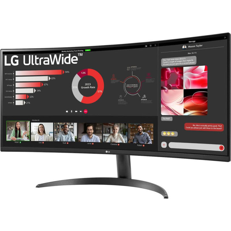 LG Монітор 34" 34WR50QK-B 2xHDMI, DP, Audio, VA, 3440x1440, 21:9, 100Hz, sRGB 99%, CURVED, FreeSync, HDR10