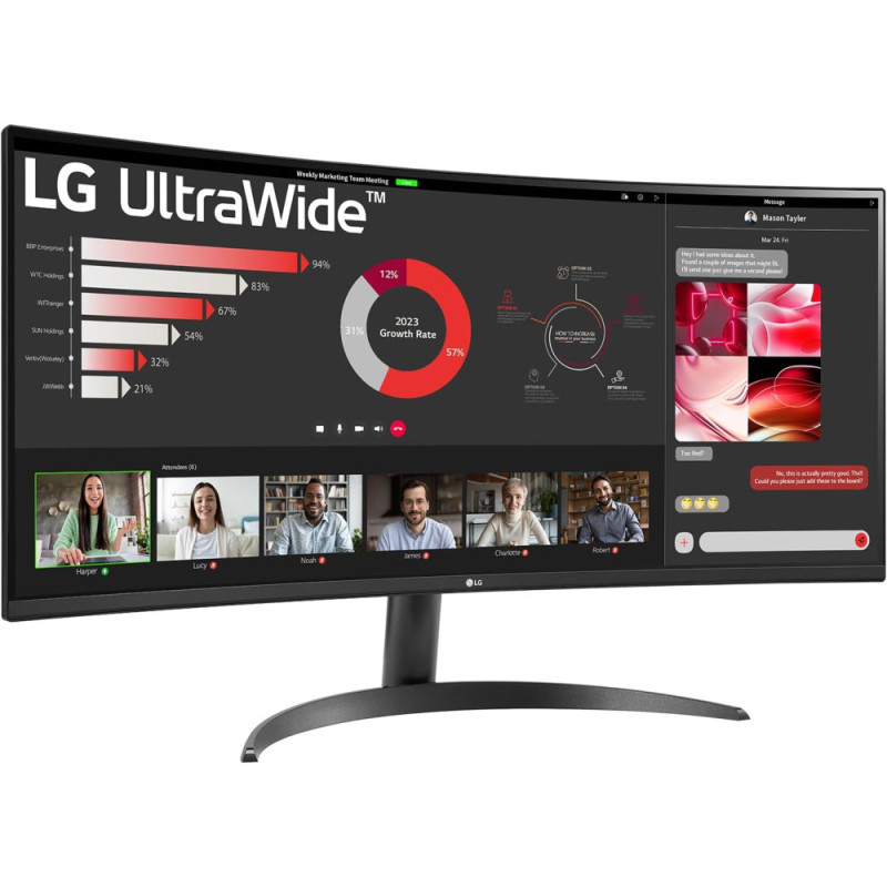 LG Монітор 34" 34WR50QK-B 2xHDMI, DP, Audio, VA, 3440x1440, 21:9, 100Hz, sRGB 99%, CURVED, FreeSync, HDR10