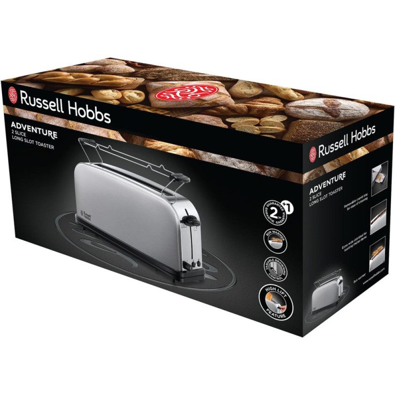 Russell Hobbs Toaster Oxford , 1000W, metal, long slots, silver (21396-56)