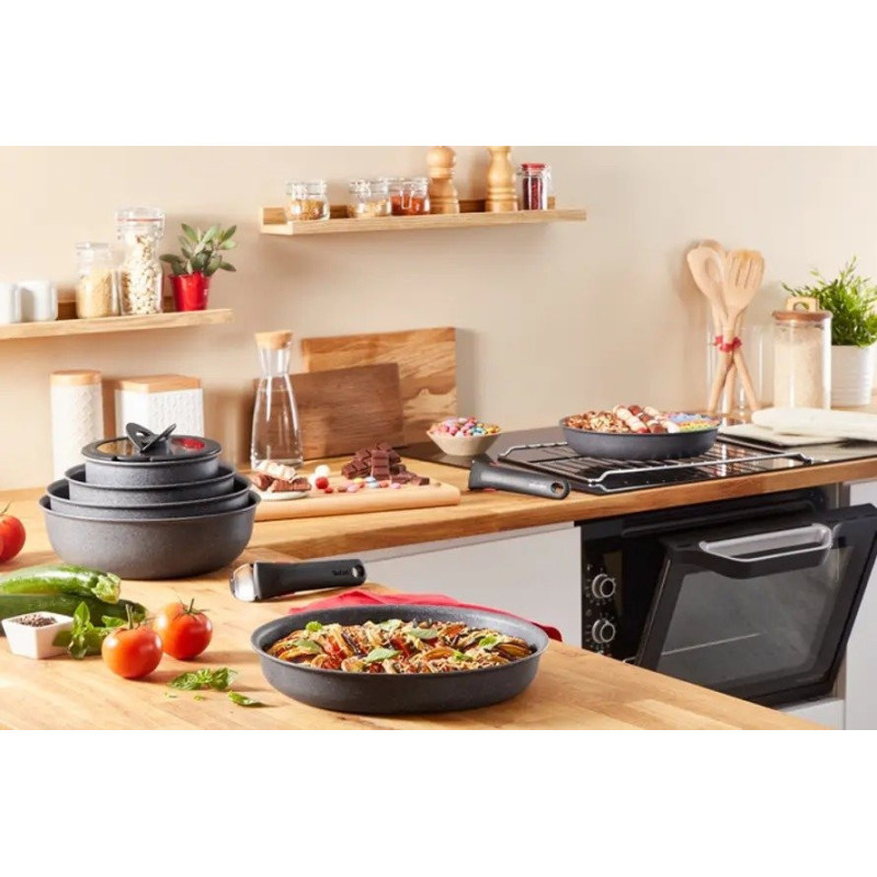 Tefal Cookware set Ingenio Mineralia Force, replaceable handle, 3items, aluminum, bakelite, gray (L3969102)
