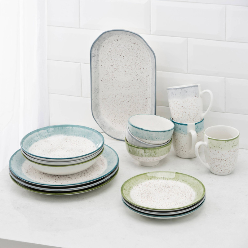 ARDESTO Mug Siena, 360ml, porcelain, white-green (AR2936SWG)
