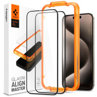 Spigen Защитное стекло для Apple iPhone 15 Plus Glas.tR AlignMaster FC Black (2P) (AGL06886)