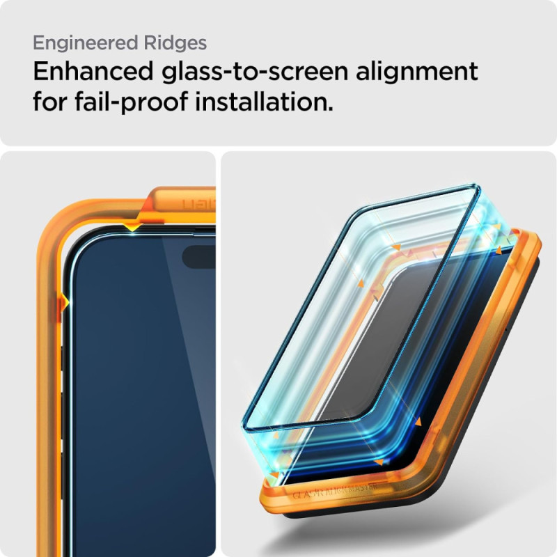 Spigen Защитное стекло для Apple iPhone 15 Plus Glas.tR AlignMaster FC Black (2P) (AGL06886)