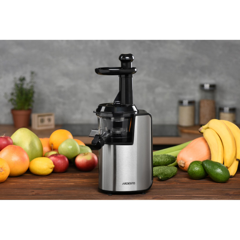 ARDESTO auger juicer, 200W, bowl-0.6L, cake-0.6L, plastic/iron, silver-black (JEG-1330S)