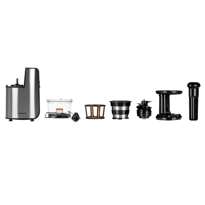 ARDESTO auger juicer, 200W, bowl-0.6L, cake-0.6L, plastic/iron, silver-black (JEG-1330S)