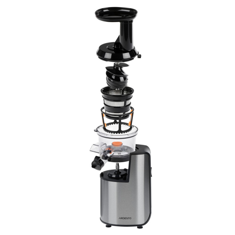ARDESTO auger juicer, 200W, bowl-0.6L, cake-0.6L, plastic/iron, silver-black (JEG-1330S)