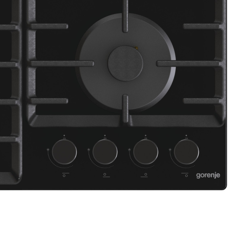 Gorenje Hob gas on glass, 60cm, cast-iron, black (GTW642SYB)