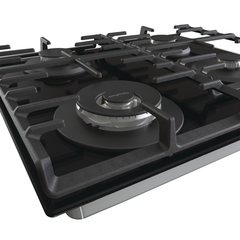Gorenje Hob gas on glass, 60cm, cast-iron, black (GTW642SYB)