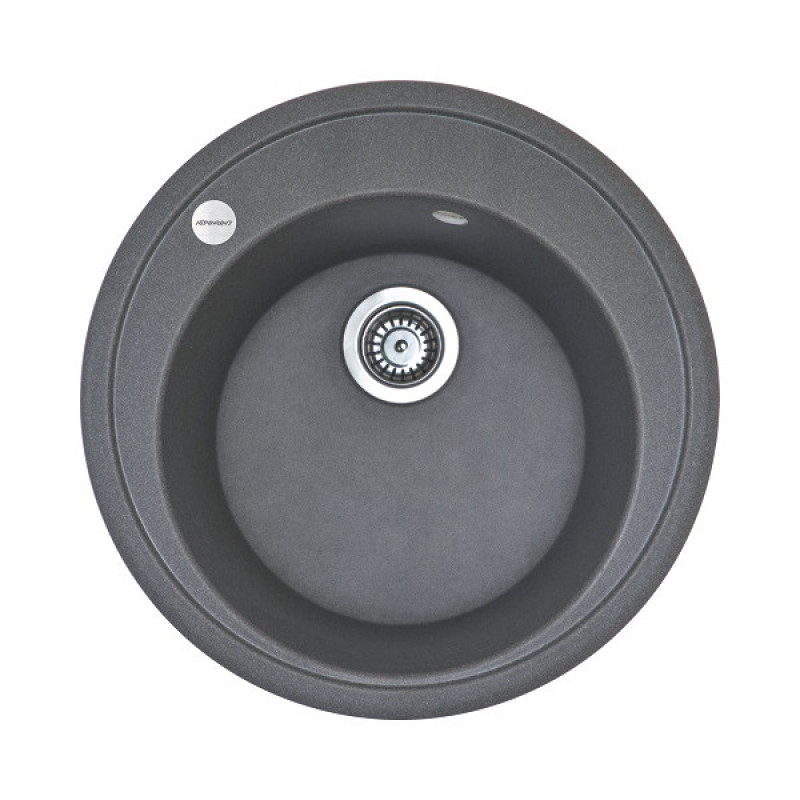 Adamant Мойка кухонная Sun, искуственный камень, круглая, без крыла, 510x200мм, чаша - 1, врезная, серый (000000568)