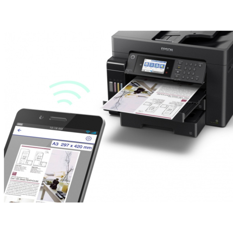 Epson All-In-One ink color A3 EcoTank L15160 32_32 ppm Fax ADF Duplex USB Ethernet Wi-Fi 4 inks Pigment (C11CH71404)
