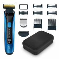 Rowenta Триммер Forever Sharp для бороды, усов и тела, сеть+акум., роторный мотор, насадок-10, чехол, титан.напыл., синий (TN6200F4)