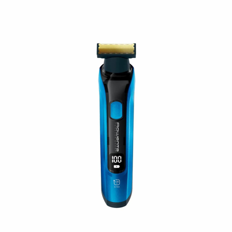 Rowenta Триммер Forever Sharp для бороды, усов и тела, сеть+акум., роторный мотор, насадок-10, чехол, титан.напыл., синий (TN6200F4)
