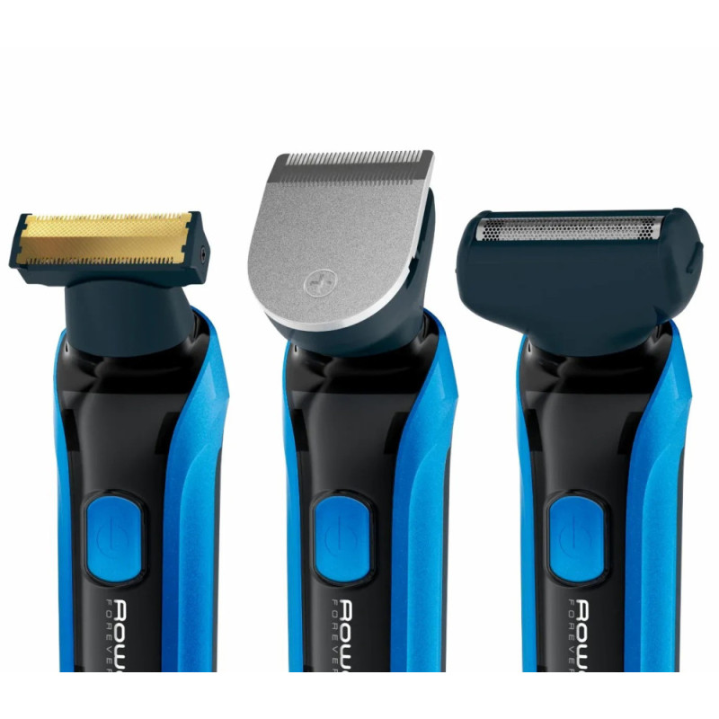 Rowenta Триммер Forever Sharp для бороды, усов и тела, сеть+акум., роторный мотор, насадок-10, чехол, титан.напыл., синий (TN6200F4)