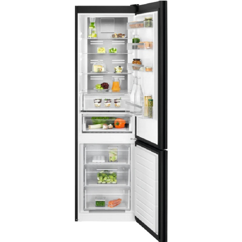 Electrolux Холодильник с нижн. мороз., холод.отд.-244л, мороз.отд.-94л, А+, NF, инв., диспл внутр., зона св-ти, черный+стекло (RNT7ME34K1)