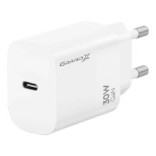 Зарядное устройство Grand-X GaN USB-C 30W QC3.0 white (CH-390W)