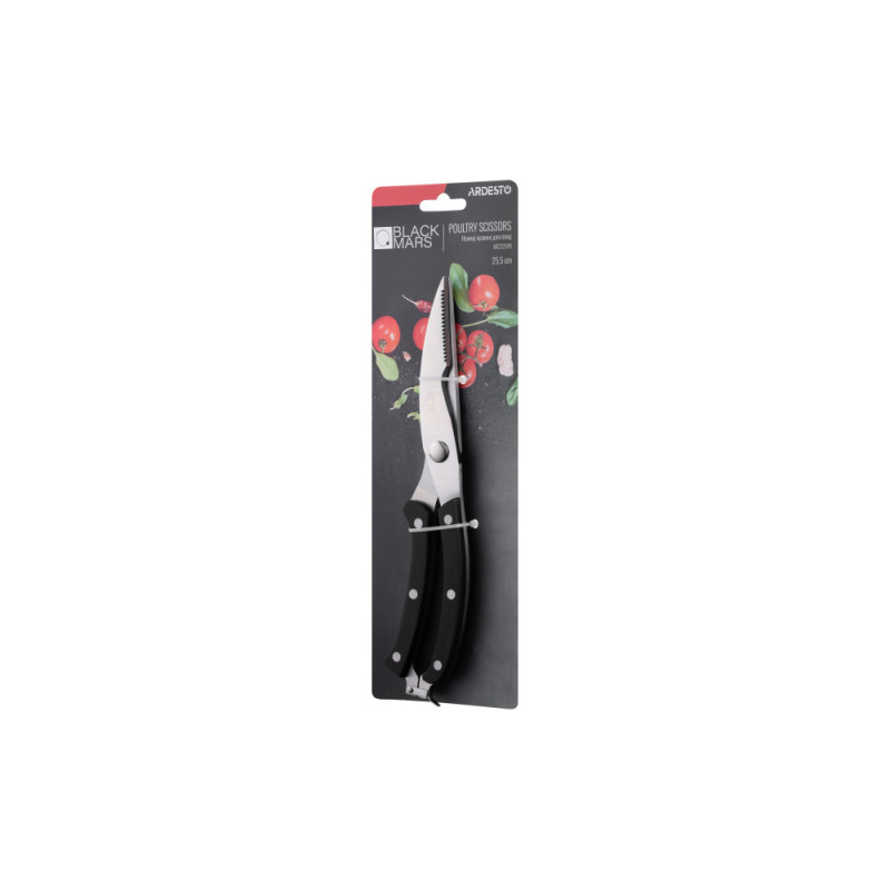 ARDESTO Kitchen Poultry Scissors Black Mars, 25.5cm, stainless steel, plastic, black (AR2125PB)