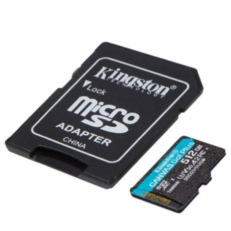 Kingston Карта памяти microSD 512GB C10 UHS-I U3 A2 R170/W90MB/s + SD (SDCG3/512GB)