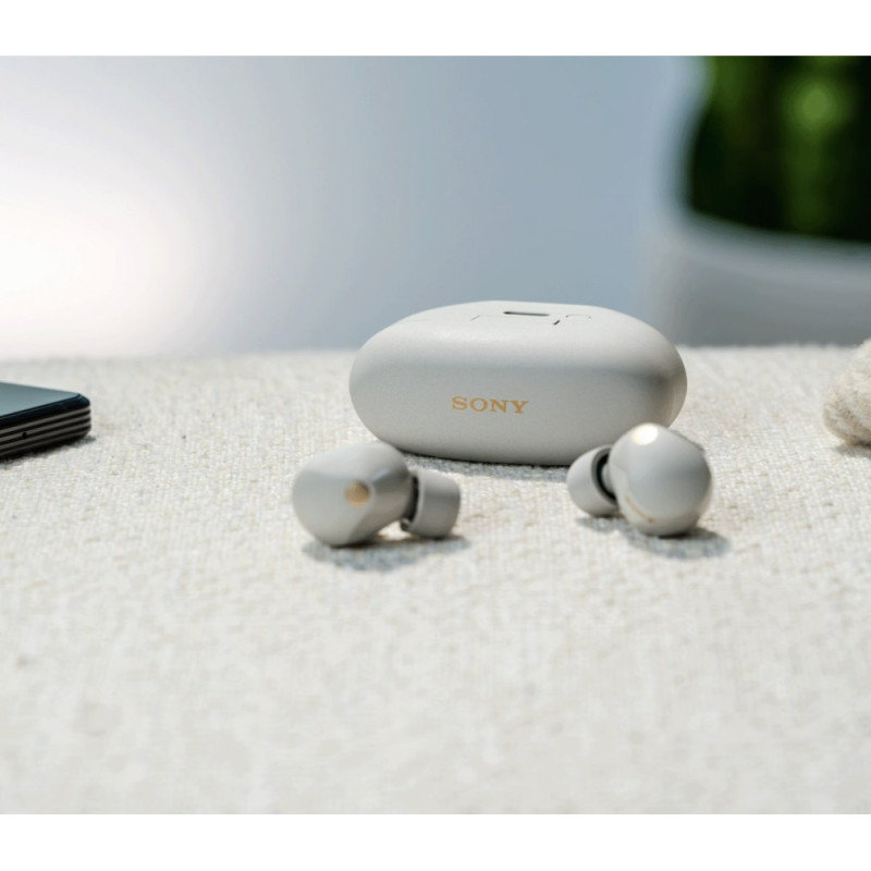Sony Наушники TWS WF-1000XM5 BT 5.3, ANC, Hi-Res, IPX4, SBC, AAC, LDAC, LC3, Серебристый (WF1000XM5S.CE7)
