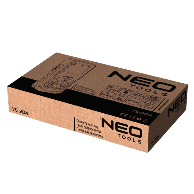 Neo Tools Далекомір лазерний, 0.05–60м, ±2мм, 0.96кг (75-204)