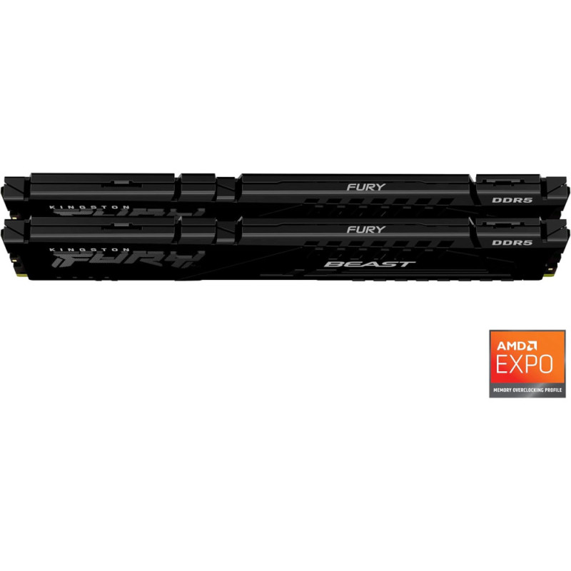 Kingston Пам'ять ПК Kingston DDR5 64GB KIT (32GBx2) 6000 FURY Beast (KF560C36BBE2K2-64)