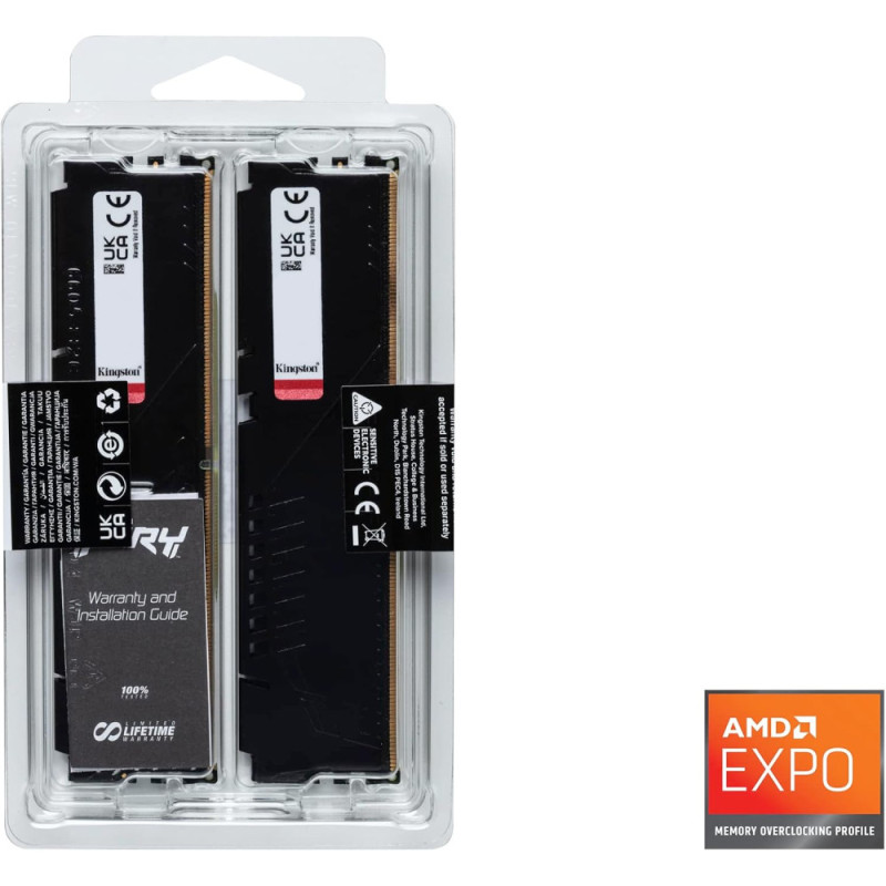 Kingston Пам'ять ПК Kingston DDR5 64GB KIT (32GBx2) 6000 FURY Beast (KF560C36BBE2K2-64)