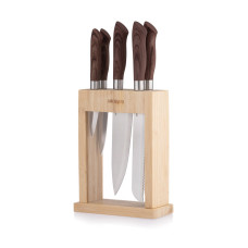 ARDESTO Knives Set with block Midori, 6pcs, stainless steel, plastic, bamboo, brown (AR2105GR)