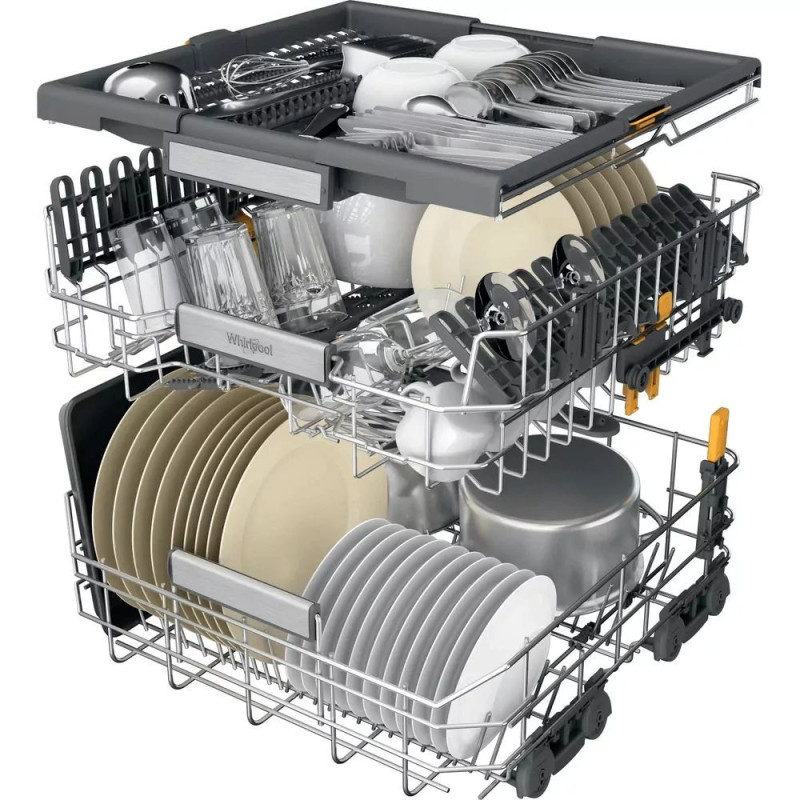 Whirlpool Посудомийна машина вбудовувана, 15компл., A+++, 60см, дисплей, 3й кошик, білий (W7IHT58T)