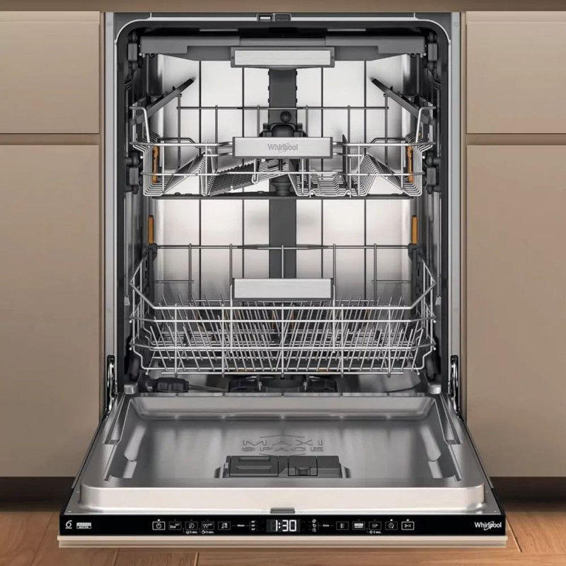 Whirlpool Посудомийна машина вбудовувана, 15компл., A+++, 60см, дисплей, 3й кошик, білий (W7IHT58T)