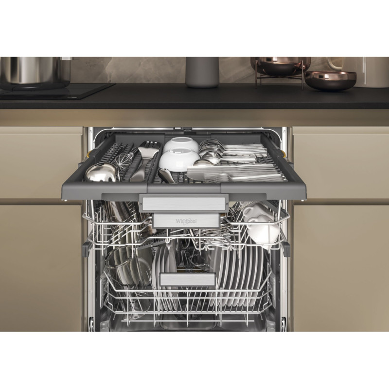 Whirlpool Посудомийна машина вбудовувана, 15компл., A+++, 60см, дисплей, 3й кошик, білий (W7IHT58T)