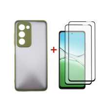 Чехол для мобильного телефона Dengos Oppo A5 4G Case Matte + 2 Glass (Olive Green) (DG-CTG2P-20)