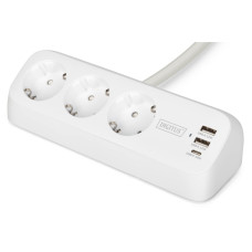 Digitus Блок розеток DIGITUS Office, 3xSchuko, 2xUSB-A, 1xUSB-C, 16A, 1.5м, вилка Schuko, білий (DA-70626)