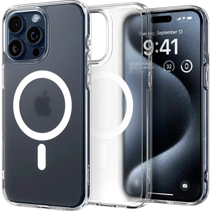 Spigen Case for iPhone 15 Pro, Ultra Hybrid MagFit, Frost Clear (ACS06719)