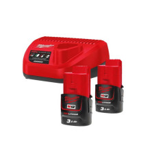 Milwaukee battery and charger kit NRG-302 12 V 2x3 Ah Redlithium M12, ZP C12C (4933451902)