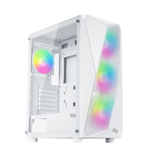 2E Gaming PC case Aruba G3313W, without PSU, 1xUSB3.0, 2xUSB2.0, 5x120mm ARGB, VGA 300mm, LCS ready, HUB, TG Side Panel, ATX, white (2E-G3313W)