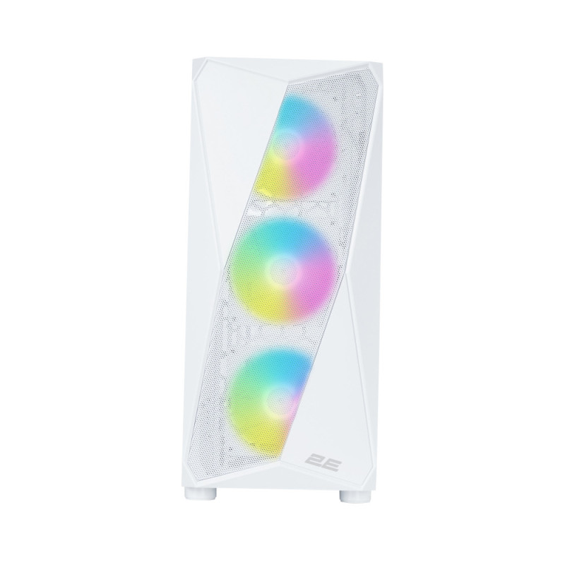 2E Gaming PC case Aruba G3313W, without PSU, 1xUSB3.0, 2xUSB2.0, 5x120mm ARGB, VGA 300mm, LCS ready, HUB, TG Side Panel, ATX, white (2E-G3313W)
