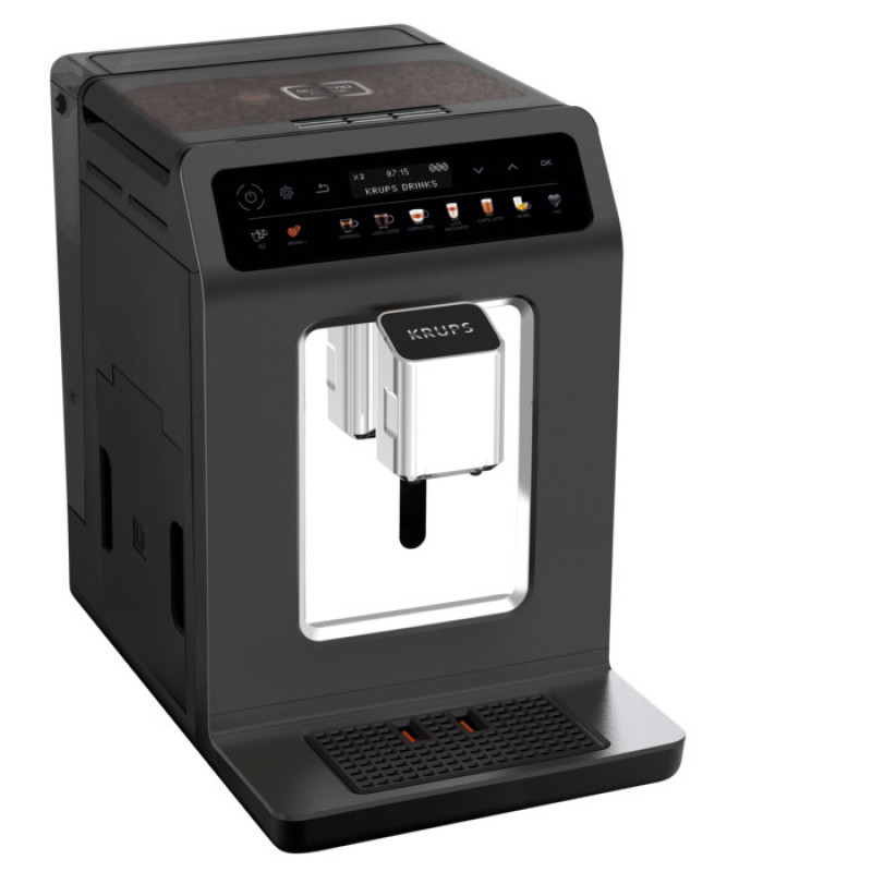 Krups Coffee machine Evidence One, 2.3L, auto capuchino maker, ОLED диспл, auto recipe-17, my recipe, graphite (EA895N10)