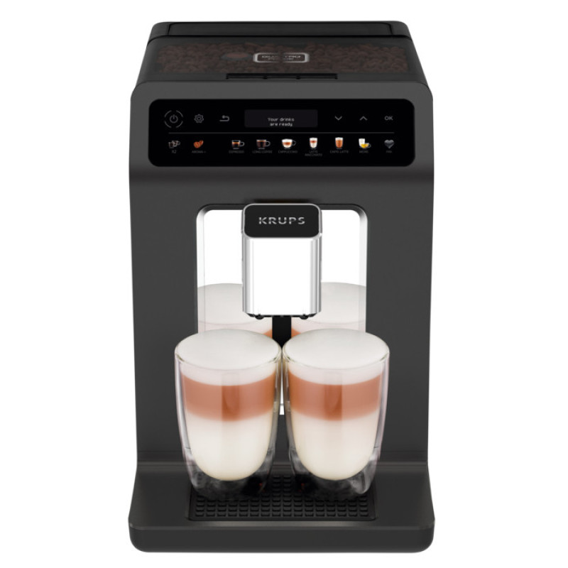 Krups Coffee machine Evidence One, 2.3L, auto capuchino maker, ОLED диспл, auto recipe-17, my recipe, graphite (EA895N10)